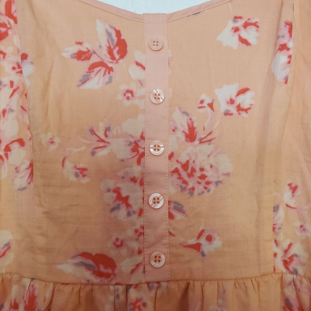 Lauren Conrad Peach Floral Spaghetti Strap Dress Size 8 Lined Pockets - Picture 5 of 8